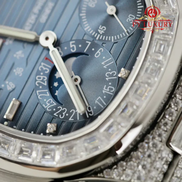 Patek Philippe Nautilus 5712/1A Blue Dial Replica Custom Baguette Moissanite 1:1 Miglior Replica PPF 40mm Orologio - immagine 7
