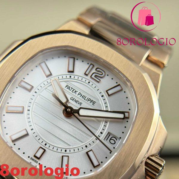 Replica di Patek Philippe Nautilus 7010/1R Oro Rosa Quadrante Bianco Orologio da Donna al Quarzo 32mm Orologio - immagine 7