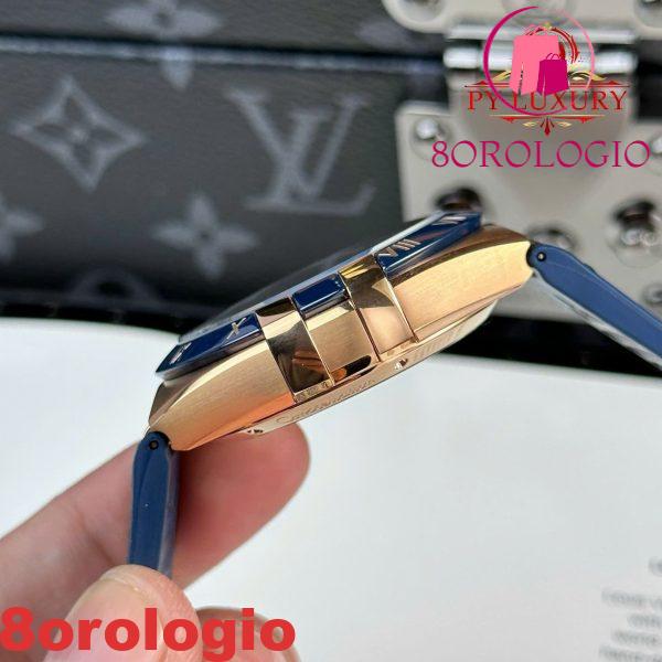 Omega Constellation Oro Rosa Quadrante Blu Lunetta in Ceramica Blu Cinturino in Pelle Replica VSF 41mm Orologio - immagine 9