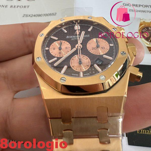 Audemars Piguet Royal Oak 26331OR Replica Cronografo Quadrante Marrone Placcato Oro 18K 41mm Orologio - immagine 10