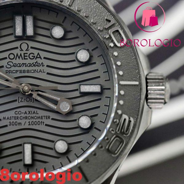 Omega Seamaster Diver 300M Black Black Ceramica Cinturino in Gomma Migliore Replica VSF 43.5mm Orologio - immagine 10