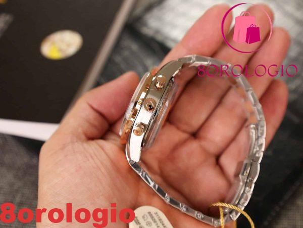 Omega Speedmaster 1957 Chronograph Due Toni Oro Rosa Quadrante Nero Replica 41,5mm Orologio - immagine 8