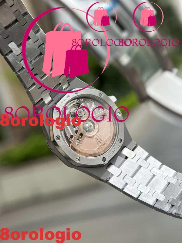 Audemars Piguet Royal Oak 77351ST Quadrante Blu Cornice con Diamanti Replica 34mm Orologio - immagine 7