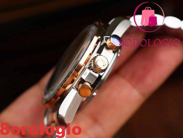 Omega Speedmaster Moonwatch Chronograph Bi-Tono Oro Rosa Quadrante Rosa Replica Svizzera 42mm Orologio - immagine 8