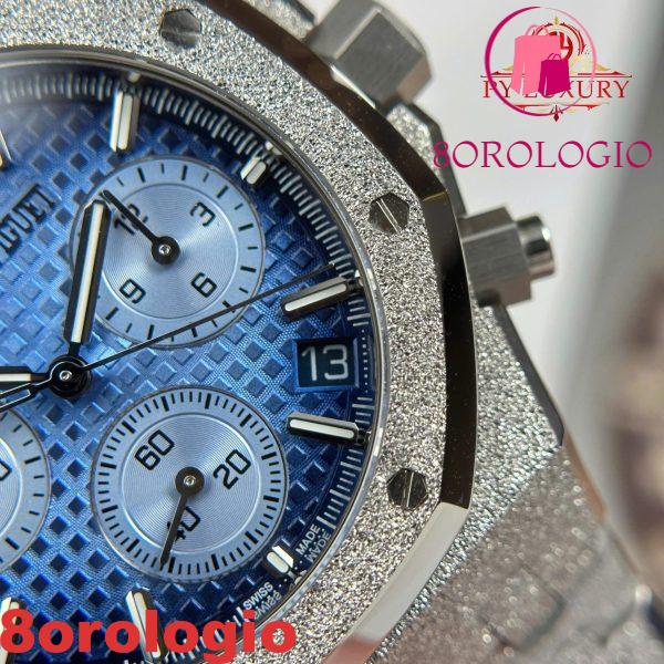 Audemars Piguet Royal Oak Chronograph 26240BC in Oro Bianco Frosted Quadrante Blu 1:1 Migliore Replica APSF 41mm Orologio - immagine 11