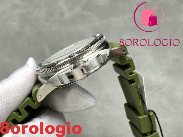 Panerai Submersible Quarantaquattro Bianco Quadrante Bianco Cinturino in Gomma Verde 1:1 Miglior Replica VSF 44mm Orologio - immagine 8