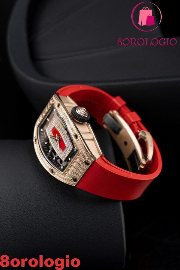 Richard Mille RM07-01 Lady Oro Rosa Diamanti Quadrante in Diaspro Cinturino in Gomma Replica ZF 45.32 X 32.3mm Orologio - immagine 9