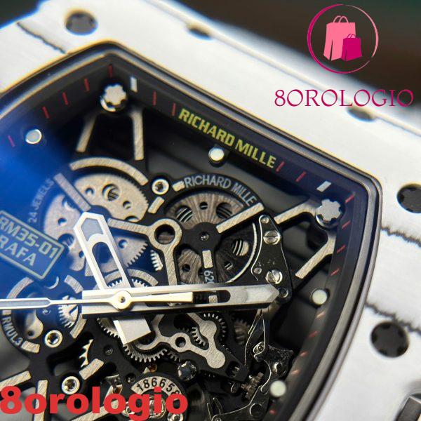 Richard Mille RM35-01 Rafael Nadal White Carbon TPT Edizione Limitata Super Replica BBR V3 49.94mm X 44.5mm Orologio - immagine 11