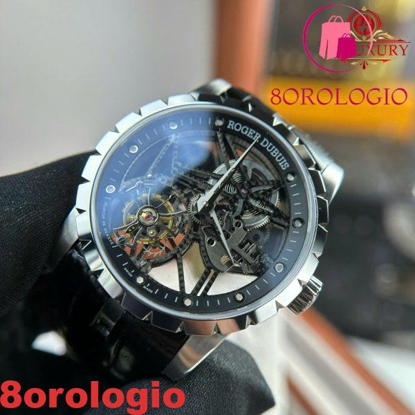 Roger Dubuis Excalibur Skeleton RDDBEX0393 Tourbillon Pelle Nera Migliore Replica BBR 42mm Orologio - immagine 10