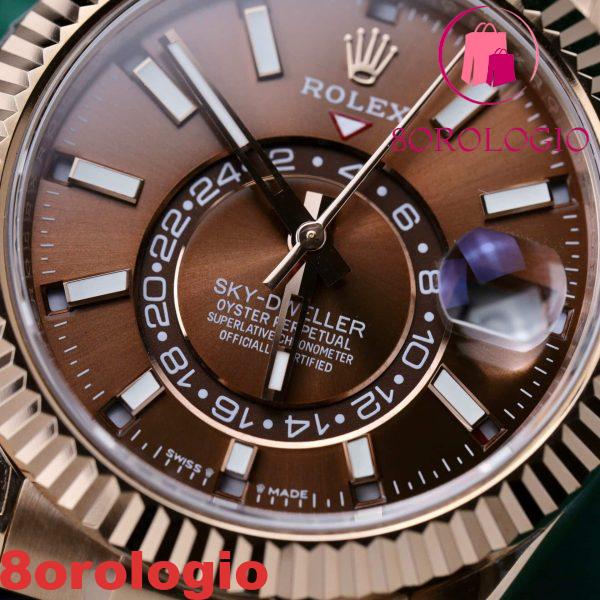 Rolex Sky-Dweller 326934 Oro Rosa Quadrante Cioccolato Cinturino in Gomma Migliore Replica 42mm Orologio - immagine 8