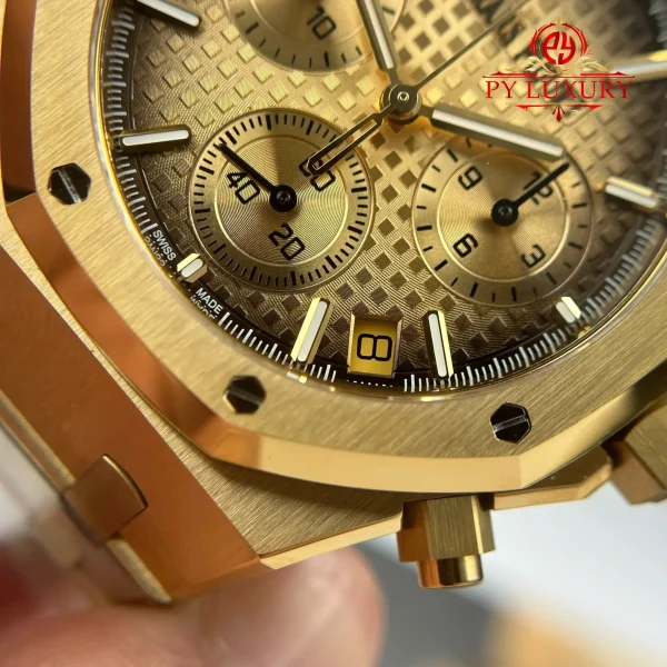 Audemars Piguet Royal Oak Chronograph 26240BA Oro Giallo Quadrante Champagne Fumé 1:1 Super Clone Replica APSF 41mm Orologio - immagine 10