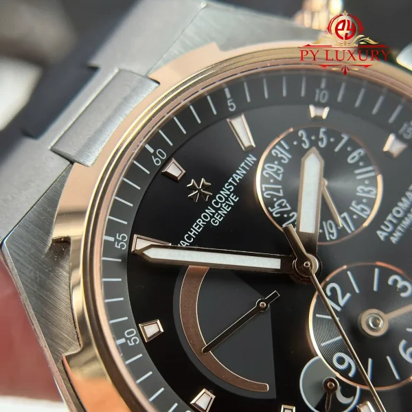 Vacheron Constantin Overseas Dual Time 47450/000M-9644 Bicolore Oro Rosa Quadrante Grigio Cinturino in Gomma Miglior Replica 42mm Orologio - immagine 7