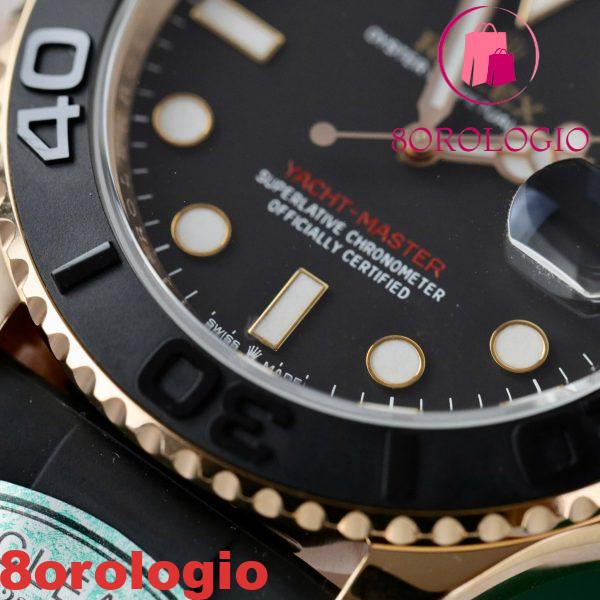 Rolex Yacht-Master 126655 Quadrante Nero Oro Rosa 18K Rivestito Replica 1:1 40mm Orologio - immagine 8