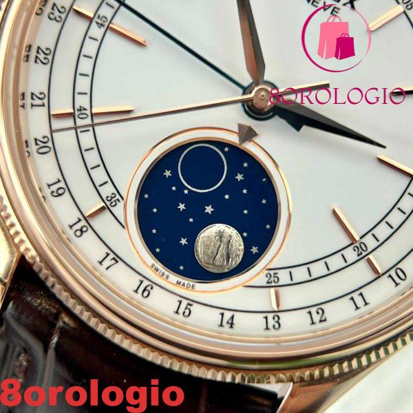Rolex Cellini Moonphase 50535 Oro Rosa Pelle Migliore Replica 39mm Orologio - immagine 9