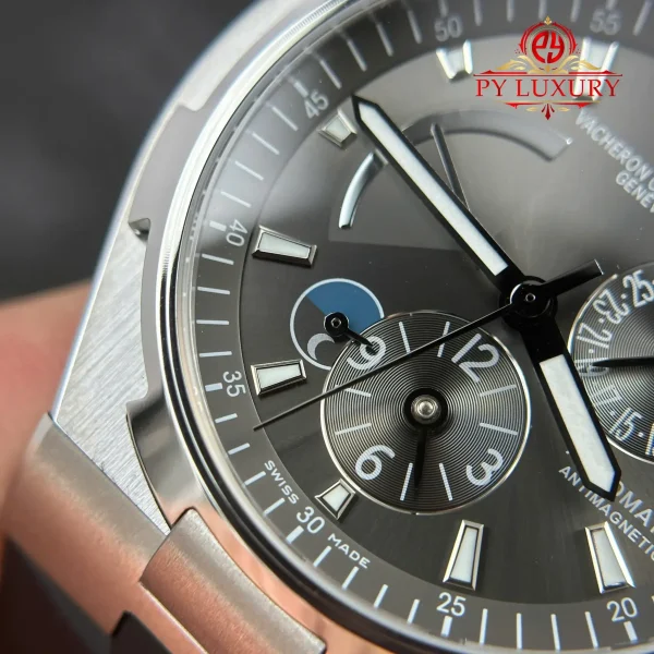 Vacheron Constantin Overseas Dual Time 47450/000W-9511 quadrante grigio cinturino in gomma replica miglior edizione 42mm Orologio - immagine 7