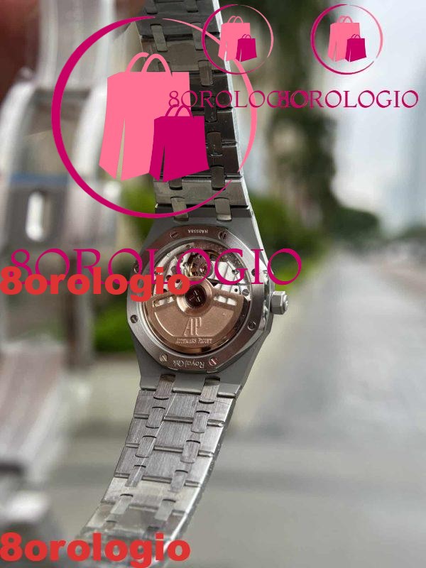 Replica Audemars Piguet Royal Oak Lady Quadrante Bianco Ghiera con Diamanti 34mm Orologio - immagine 7