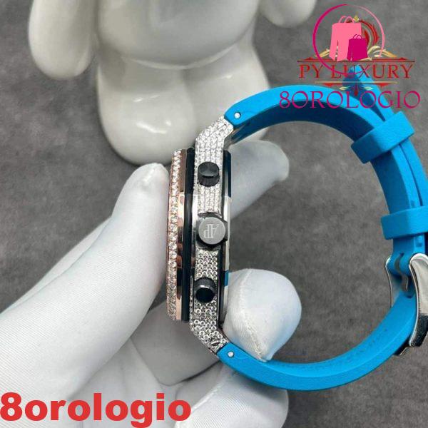 Audemars Piguet Royal Oak Offshore Chronograph 25940 Acciaio 18K Oro Rosa Replica con Diamanti Personalizzati Movimento Originale 42mm Orologio - immagine 7