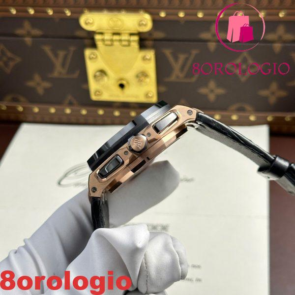 Audemars Piguet Royal Oak Offshore Chronograph 26420RO Oro Rosa Quadrante Nero Cinturino in Pelle Migliore Replica 43mm Orologio - immagine 8