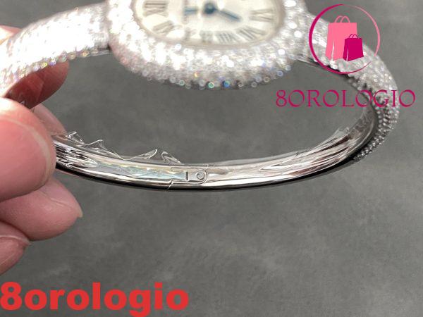 Cartier Baignoire HPI01607 Modello Mini Quadrante Argento Iced Out Moissanite Migliore Replica (Misura Polso 15, 16, 17cm) Orologio - immagine 8
