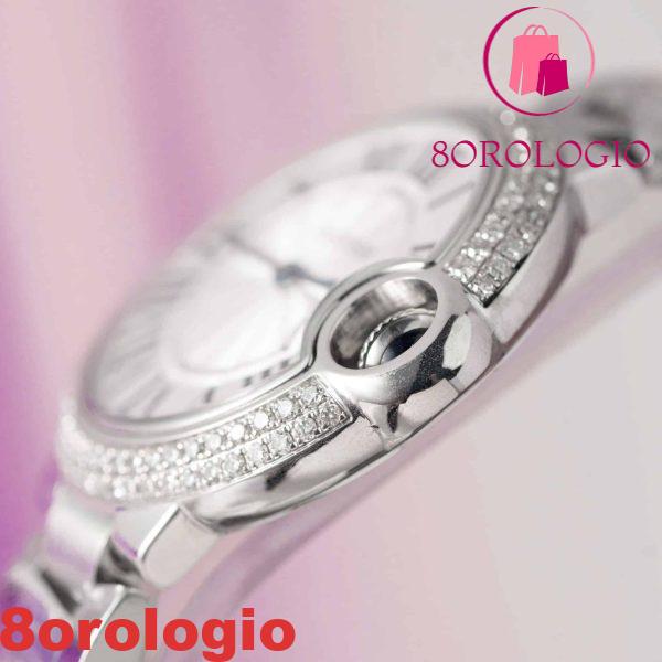 Cartier Ballon Bleu WE902065 Quadrante Bianco Ghiera con Diamanti Naturali su Misura Migliore Replica 33mm Orologio - immagine 9