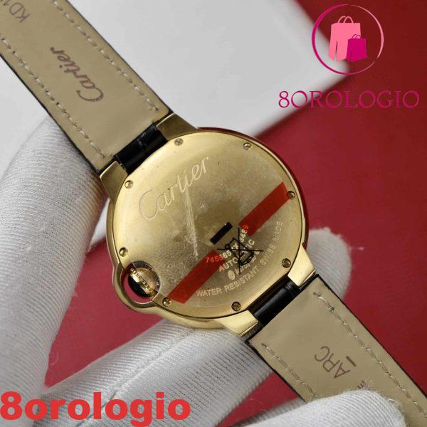 Cartier Ballon Bleu Oro Giallo Quadrante Bianco Pelle Replica 36mm Orologio - immagine 8