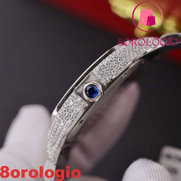 Cartier Santos Quadrante Blu Cassa Personalizzata con Moissanite Modello Grande Miglior Replica BVF 39.8mm Orologio - immagine 10