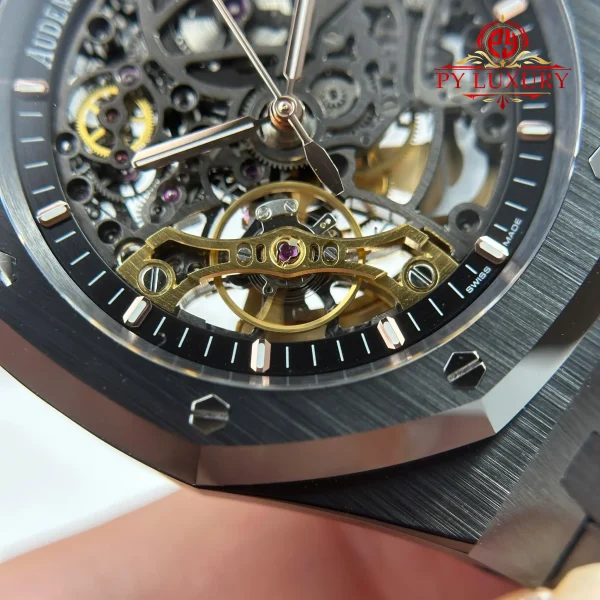 Audemars Piguet Royal Oak Openworked 15416CE Cassa in Ceramica Nera Quadrante Scheletrato Replica 1:1 Migliore THB 41mm Orologio - immagine 12