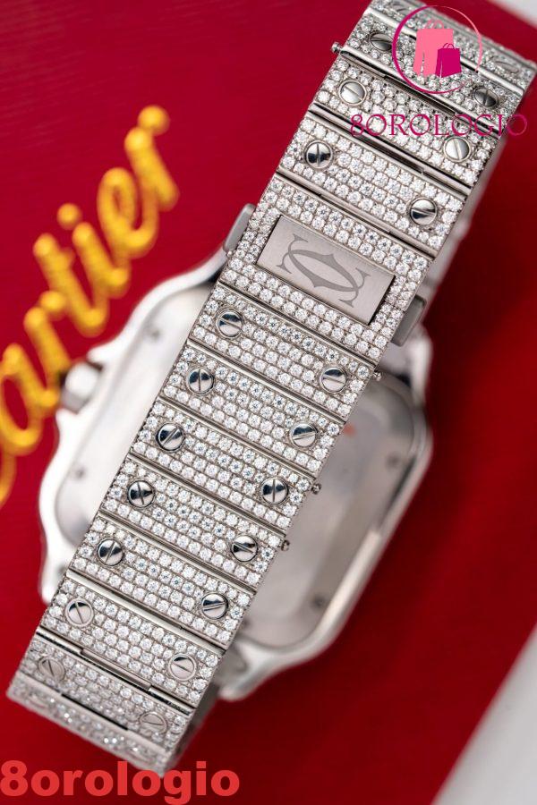 Cartier Santos Iced Out VVS1 Clarity Moissanite Modello Grande Migliore Replica 39.8mm Orologio - immagine 8