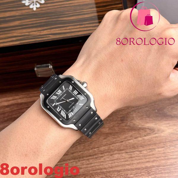 Cartier Santos WSSA0039 Quadrante Nero Cinturino in Gomma Modello Grande Migliore Replica BVF 39.8mm Orologio - immagine 8