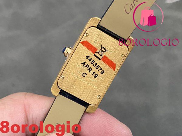 Cartier Tank Américaine WGTA0356 Oro Giallo Quadrante Argento Modello Piccolo Cinturino in Pelle Replica Migliore 35.4 mm X 19.4 mm Orologio - immagine 8