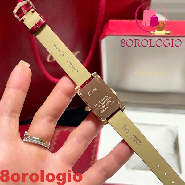 Cartier Tank Américaine WJTA0059 Oro Rosa Quadrante Argento Lunetta con Pietre Piccolo Modello Migliore Replica 35,4 mm x 19,4 mm Orologio - immagine 9