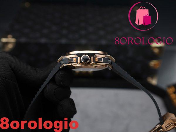 Hublot Big Bang Chronograph King Gold Quadrante Nero Replica Bezel Personalizzata in Moissanite 41mm Orologio - immagine 9