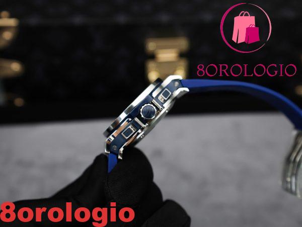 Hublot Big Bang Chronograph Acciaio Blu Custom Moissanite Bezel Replica 41mm Orologio - immagine 9