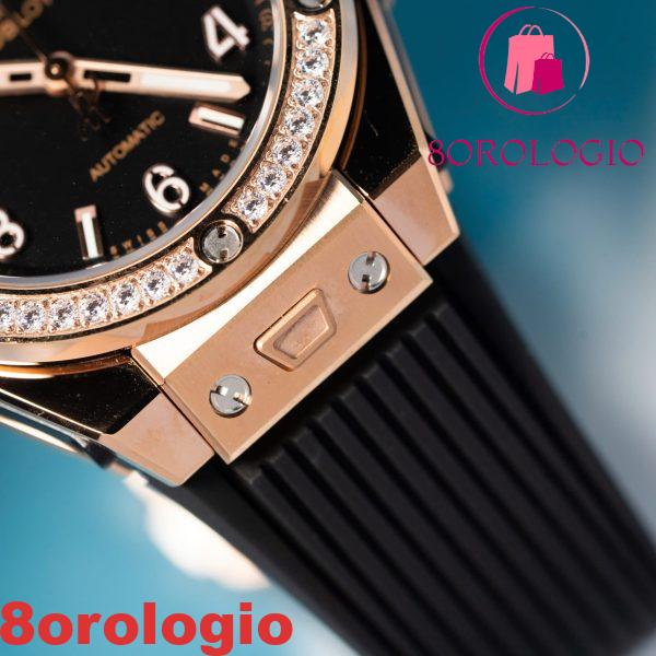 Replica Hublot Big Bang One Click King Gold Cassa 39mm Quadrante Nero Lunetta con Pietre CZ Orologio - immagine 11