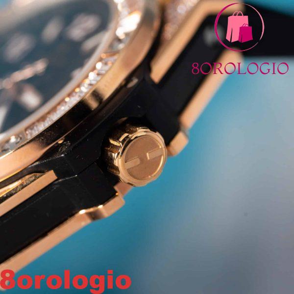 Hublot Big Bang One Click King Gold Black Pavé Baguette CZ Stone Bezel Replica 39 mm Orologio - immagine 11