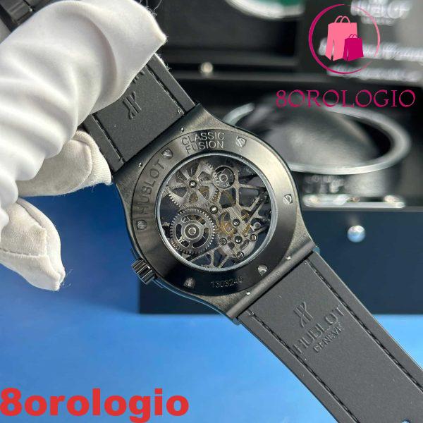 Replica Hublot Big Bang Scheletro Tourbillon Ceramica Nera Pelle 45mm  Orologio - immagine 8