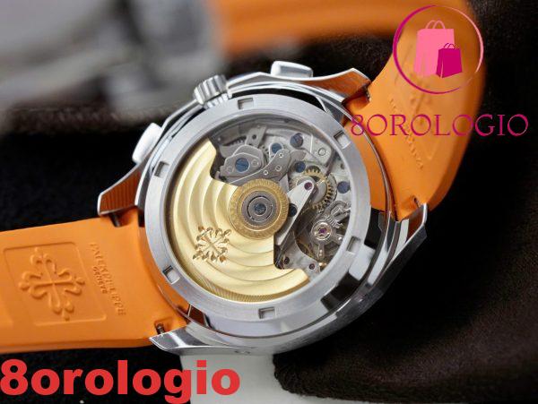 Patek Philippe Aquanaut Chronograph 5968A-001 Quadrante Nero Cinturino in Gomma Arancione Replica 42,2mm Orologio - immagine 9