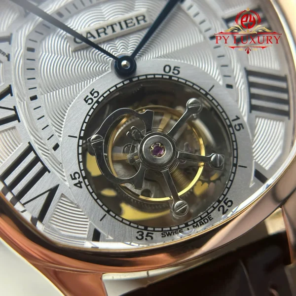 Cartier Drive De Cartier W4100013 Tourbillon Oro Rosa Cinturino in Pelle Migliore Replica 40x41mm Orologio - immagine 12