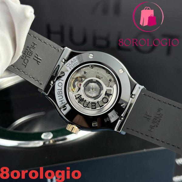 Hublot Classic Fusion Ceramic King Gold Black Dial Leather Replica Super Clone 42mm Orologio - immagine 8