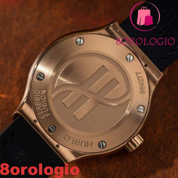 Replica Orologio da Donna Hublot Classic Fusion King Gold Quadrante Nero Cinturino in Pelle 33mm Orologio - immagine 8