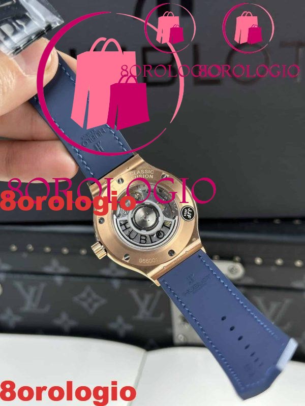 Hublot Classic Fusion King Gold Quadrante Blu Migliore Replica JJF 38mm Orologio - immagine 8