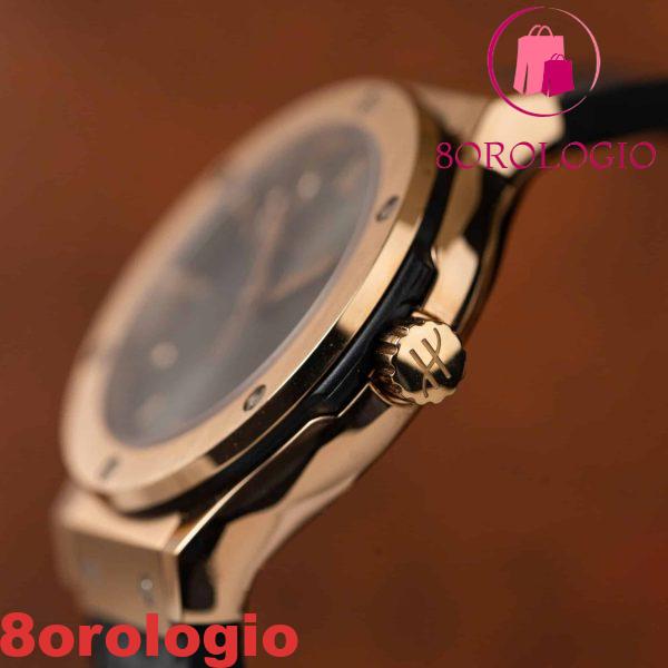 Replica Orologio da Donna Hublot Classic Fusion King Gold Quadrante Grigio Cinturino in Pelle 33mm Orologio - immagine 10