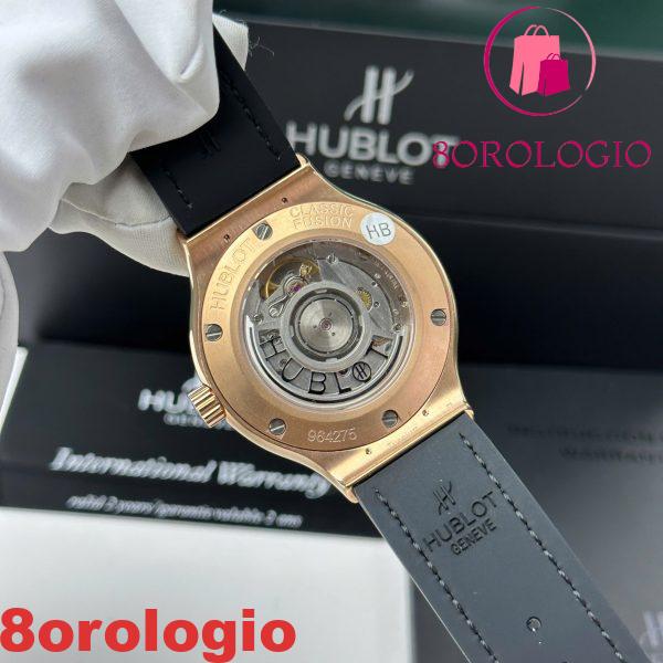 Replica Hublot Classic Fusion King Gold Quadrante Bianco Cinturino in Pelle Nera 38mm Orologio - immagine 8