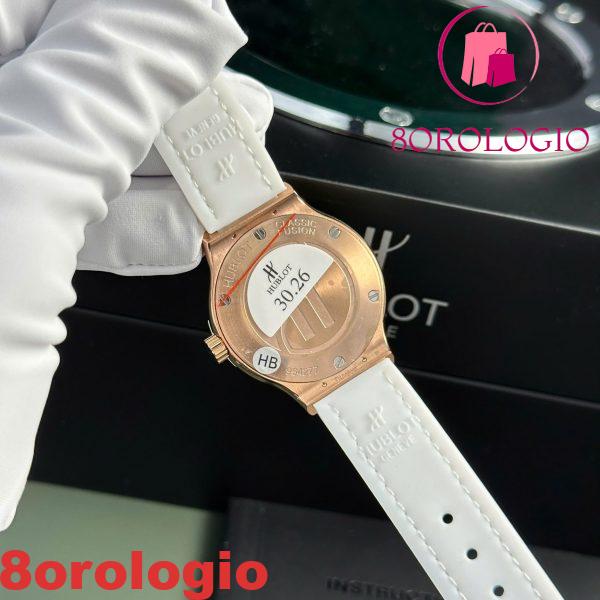 Hublot Classic Fusion King Gold Quadrante Bianco Cinturino in Pelle Donna Replica 33mm Orologio - immagine 8