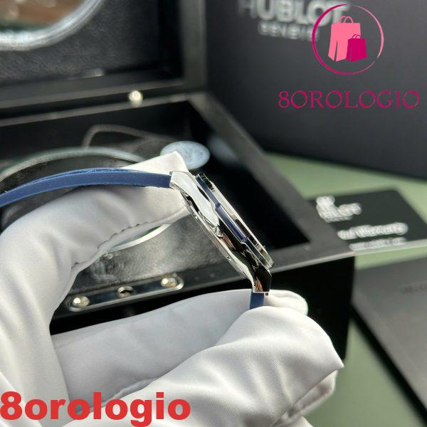 Hublot Classic Fusion Titanio Quadrante Blu CZ Pietre Ghiera Cinturino in Pelle Donna Replica 33mm Orologio - immagine 9