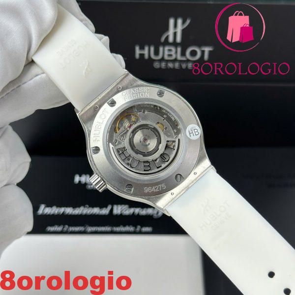 Hublot Classic Fusion Titanium Diamanti Pavé Quadrante Bianco Cinturino in Gomma Replica 38mm Orologio - immagine 8