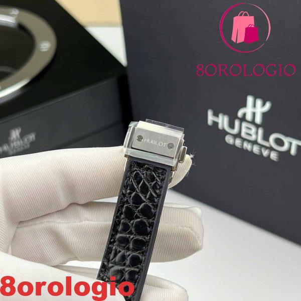 Hublot Classic Fusion Titanium Pavé Quadrante Nero Custom Moissanite Cinturino in Pelle Migliore Replica 33mm Orologio - immagine 8