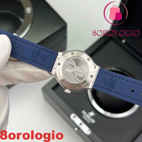 Hublot Classic Fusion Titanium Pavé Quadrante Blu Replica in Pelle Moissanite Personalizzato 33mm Orologio - immagine 8