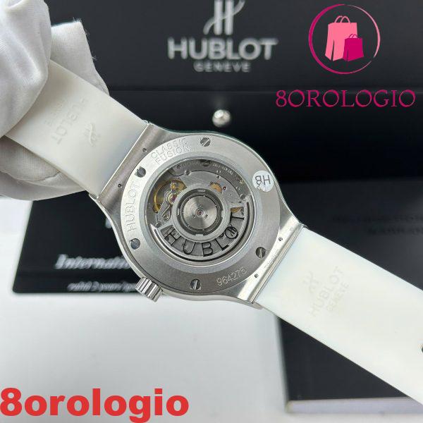 Replica Hublot Classic Fusion Titanio Quadrante Bianco Cinturino in Gomma Bianca 38mm Orologio - immagine 8