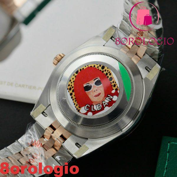 Replica migliore della fabbrica Clean Rolex Datejust 126331-0004 bicolore in oro rosa con quadrante marrone cioccolato e diamanti e bracciale Jubilee 41mm Orologio - immagine 9